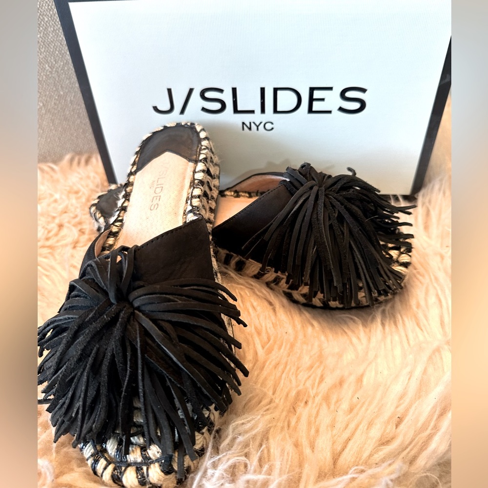 Like New Jslides Ruby Fringe Sandals - image 1
